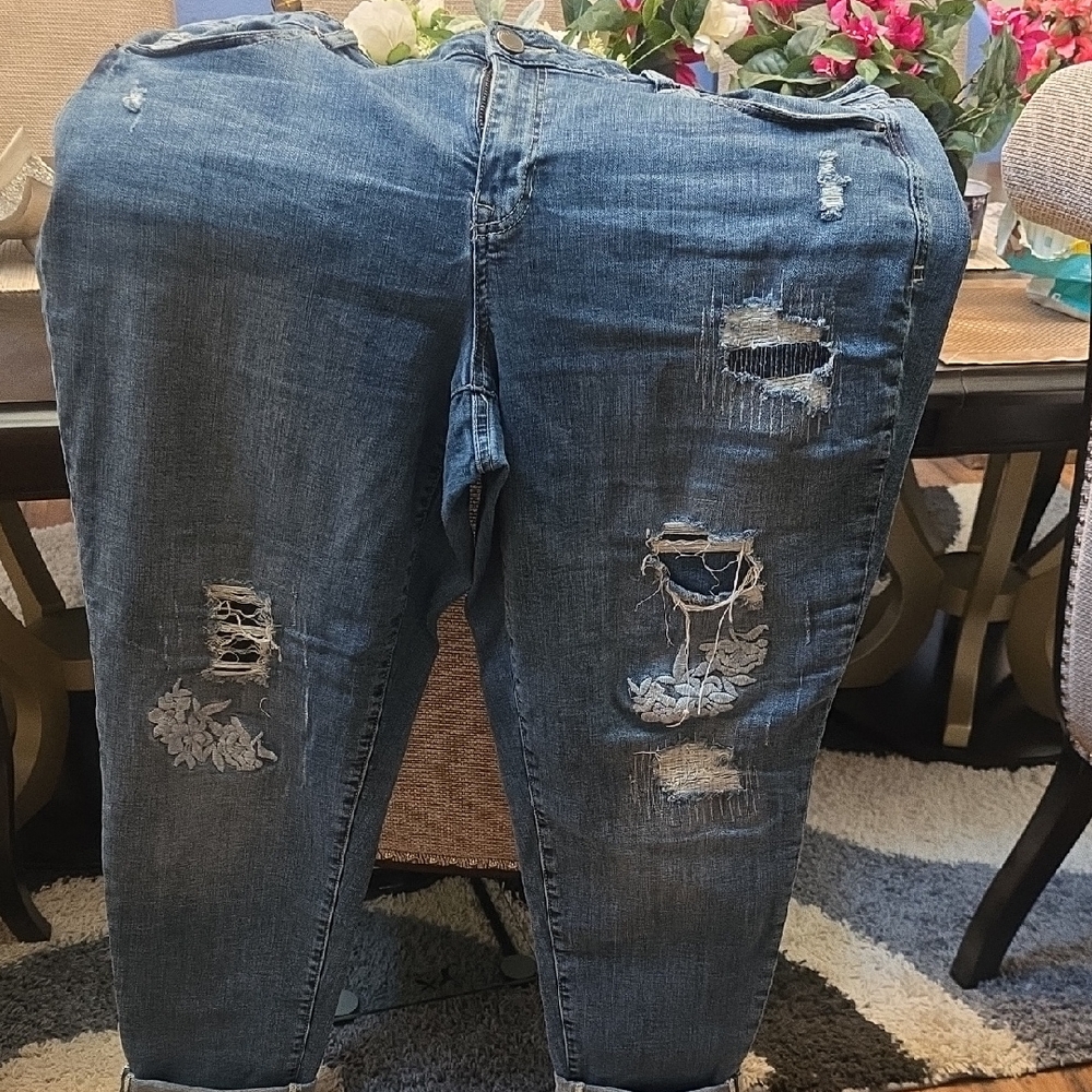 Lane Bryant Distressed Boyfriend Jeans in Blue
